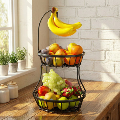 Dual-tier Fruit Basket With Banana Hanger