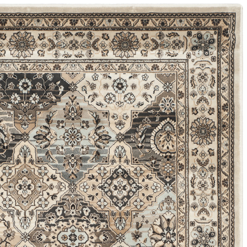 Petronella Viscose Oriental Rug in Ivory, Rectangle 5'3" x 7'3"