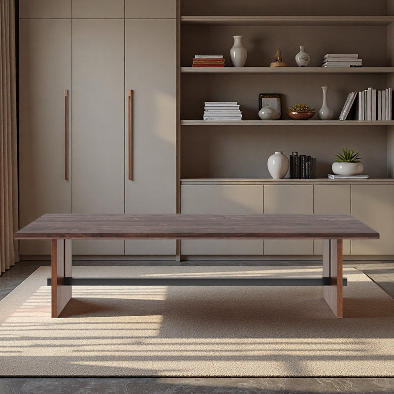 Table en bois de noyer, H 29,53 po x l 86,61 po x P 23,62 po