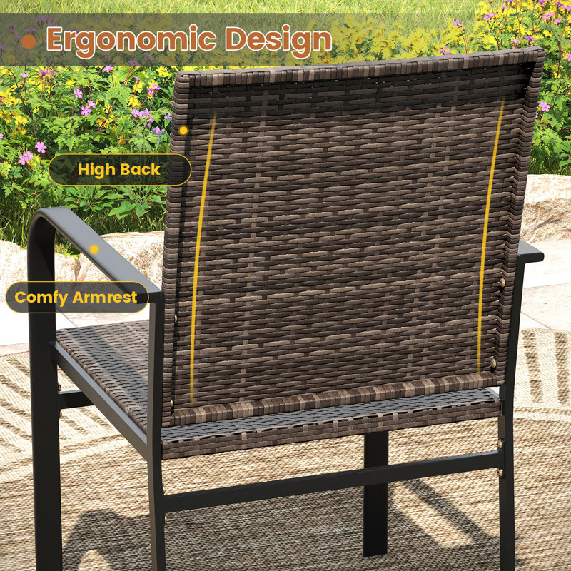 Chaise de patio d'extérieur en rotin, Brun