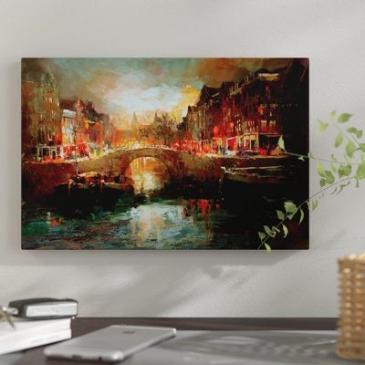 «Dutch City Scene» par willem haenraets - reproduction d'art sur toile tendue