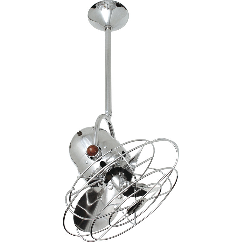 16"  3 - Blade Ceiling Fan with Wall Control, Chrome, 5" Downrod, Metal