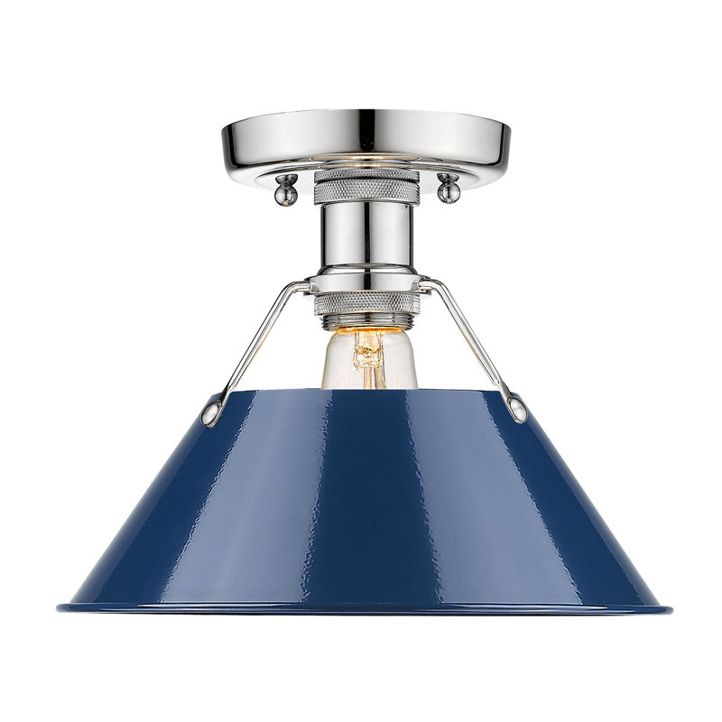 Plafonnier encastré à une lumière de 10 po Weatherford, Chrome, Bleu marine