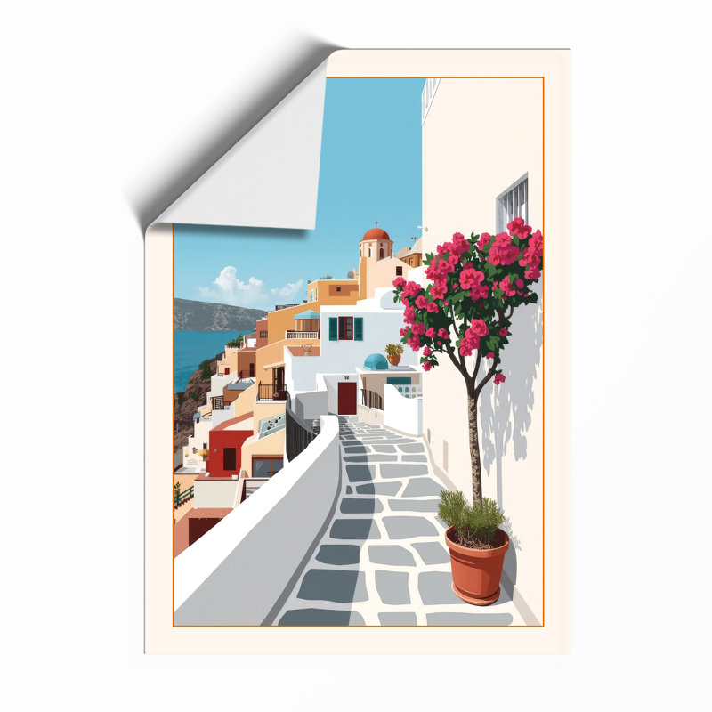 Mediterranean Seaside Village Coastal - Print, Unframed, A1 - 84.1 x 59.4 cm