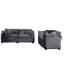 Ensemble de canapé de salon en tissu moderne deux pièces, deux canapés 2 places avec grand fauteuil inclinable à 8 coussins, tissu en velours côtelé gris-954062219