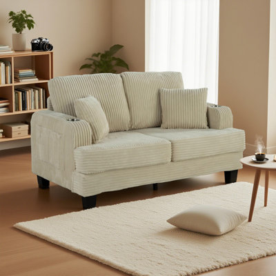 61 Inch Coole Loveseat With 2 Cup Holders And 2 Pillows, Modern Coole For Living Room by Latitude Run