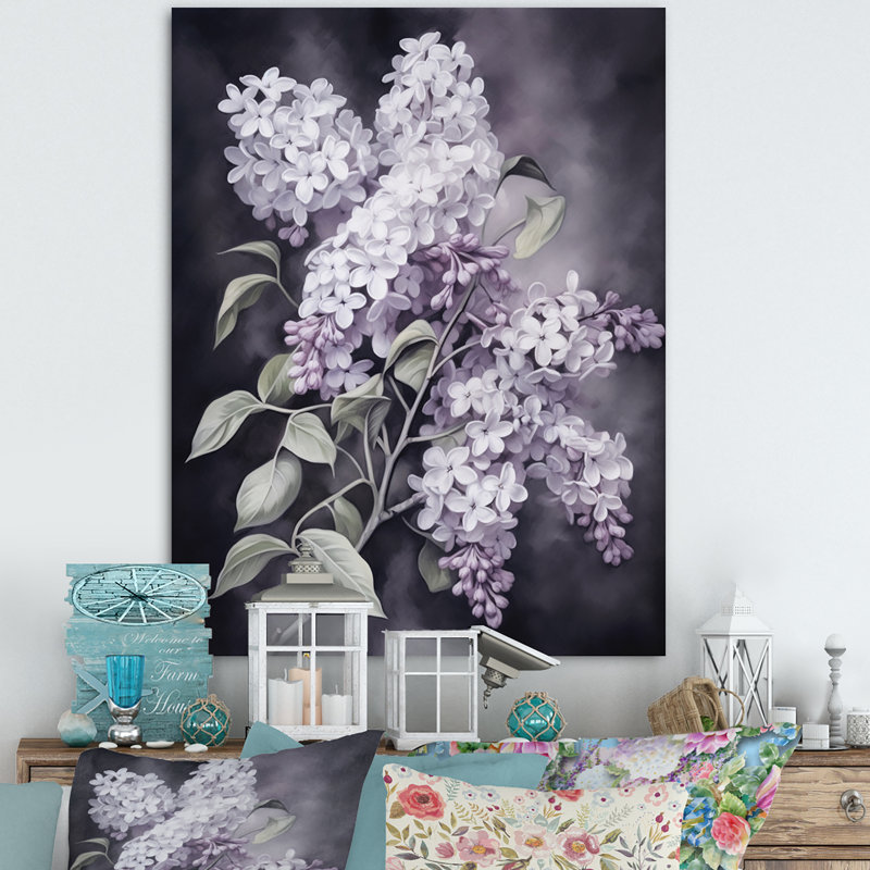 «Lilas mauves et verts», impression sur toile encadrée, Toile tendue, H 44 po x l 34 po x P 1,5 po