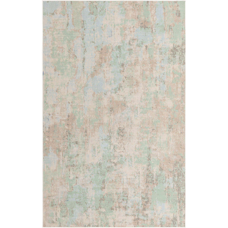 Tapis brun / bleu sarcelle, Rectangle 5 pi 3 po x 8 pi