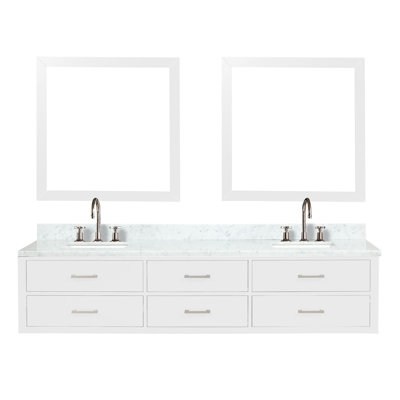 84" Wall-Mounted Double Bathroom Vanity Set with Mirror