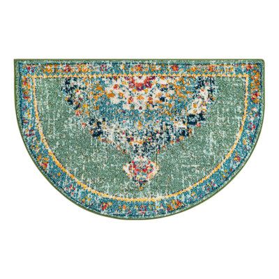 Tapis abstrait vert / orange Galyean