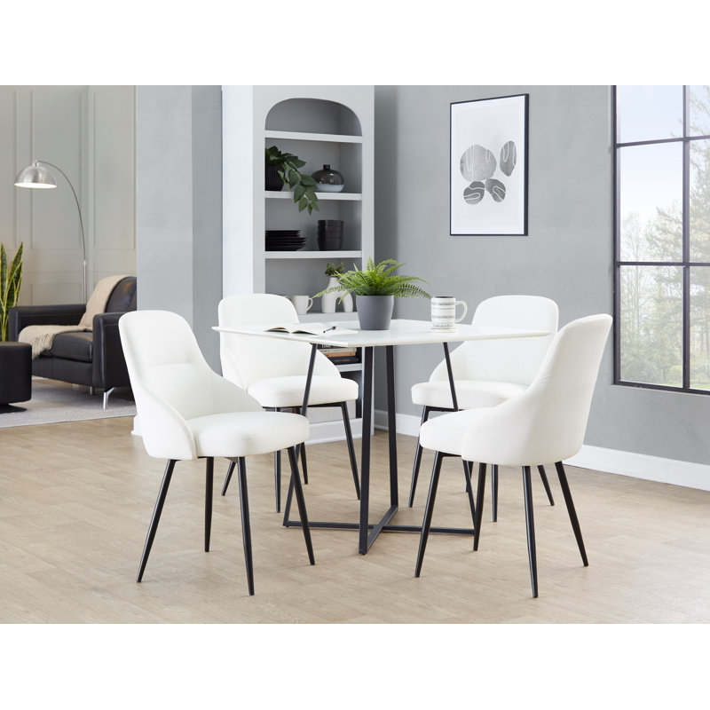 Chaise rembourrée York en métal chromé et similicuir blanc York - ensemble de 2, Blanc, Noir