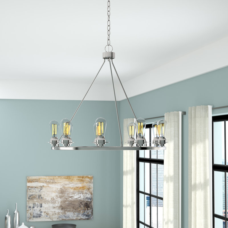 Lustre de ferme 9 lumières 9 lumières, Nickel brossé