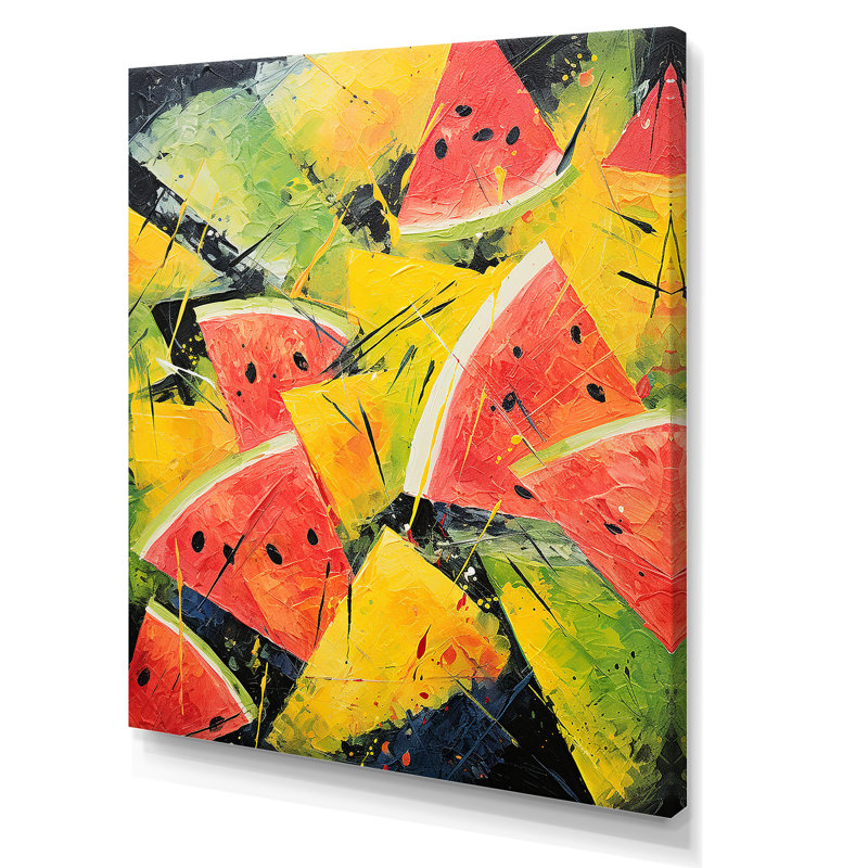 Red Vibrant Melon Palette II - Melon, art mural, H 32 po x l 24 po x P 1 po