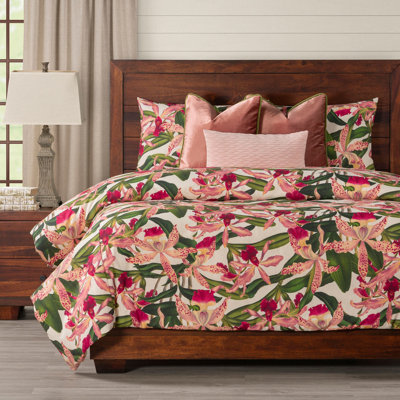 Pink Orchid Print Duvet Cover & Insert Set