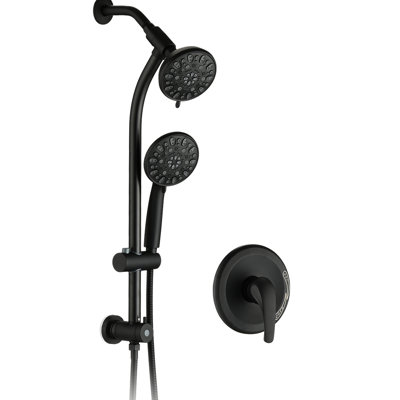 Matte Black Dual Shower Head Spa With Drill- Stainless Steel Slide Bar And 7 Modes 7-setting System