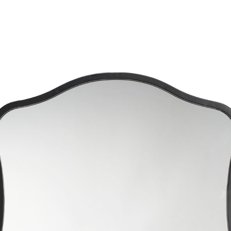 Miroir mural Ari, 38 po, cadre ondulé en métal, fer forgé à la main, Noir