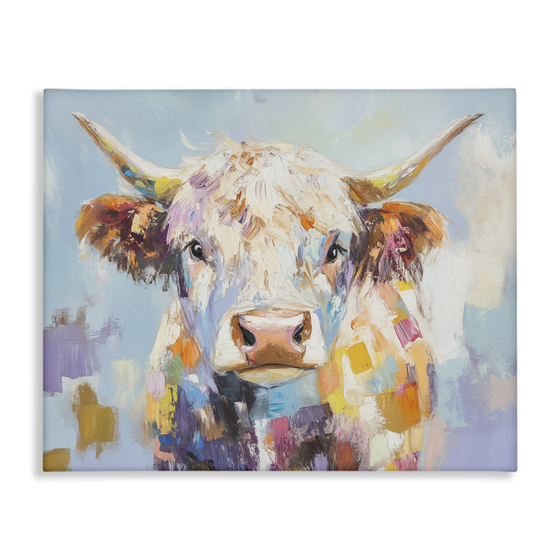 Toile de vache Highland Expressive brossée, design par Blakely Bering, H 36 po x l 48 po