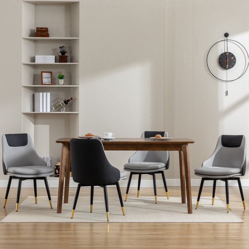 Yaden Tufted Swivel Upholstered Dining Chair, Gray