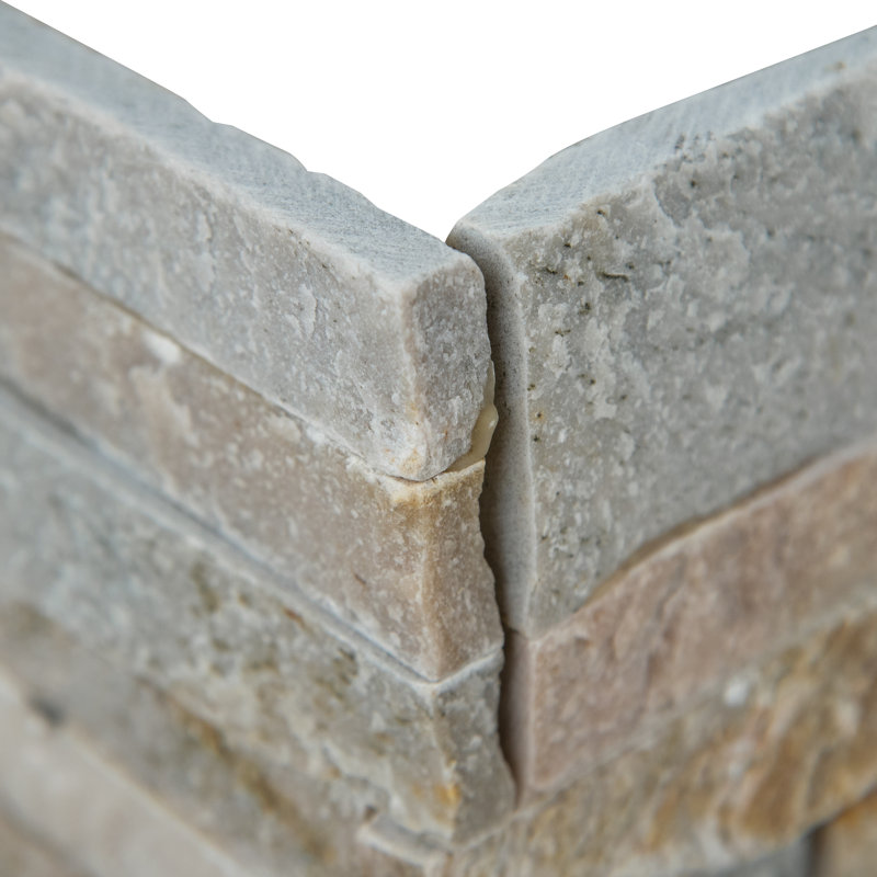Stonecrest 6 in. x 18 in. Split Face Natural Stone Ledger Corner Wall Tile, Amber Cream