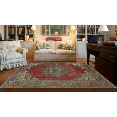 Tapis rouge délavé Fine Vintage Keegen