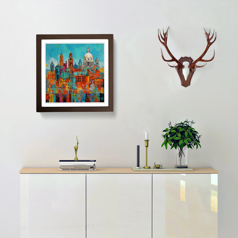 City Of Liverpool Expressionism - Framed Print, Walnut