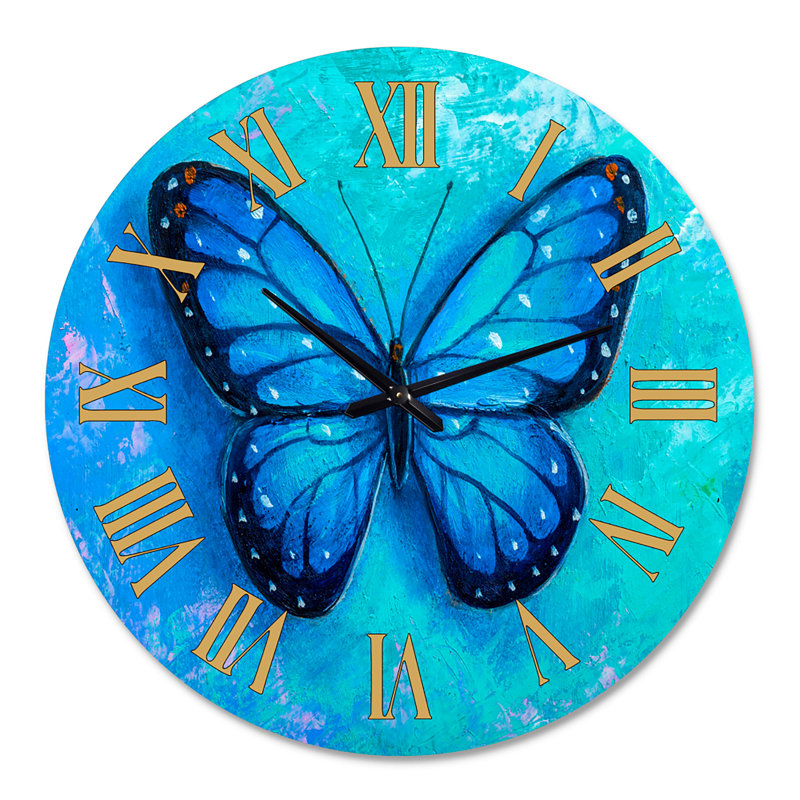 Portrait de papillon multicolore IV - horloge murale moderne, Grand