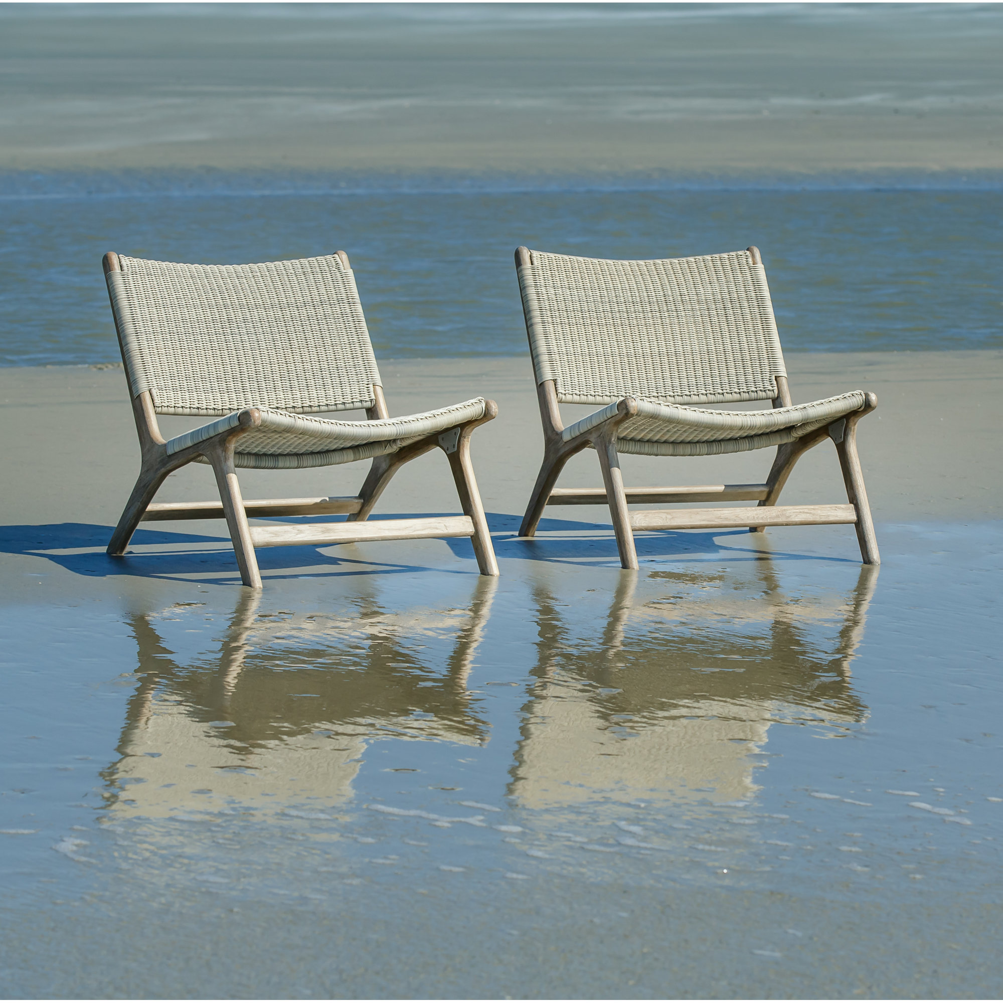 Almira Teak Outdoor Armless Lounge Chair, Gray, Driftwood Teak
