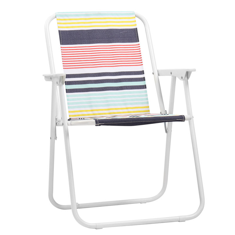 Folding Beach Chair, Lightweight Beach Chair With High Back, Portable Foldable Camping Chair Lawn Chair With Hard Armrest, Colorful Stripes