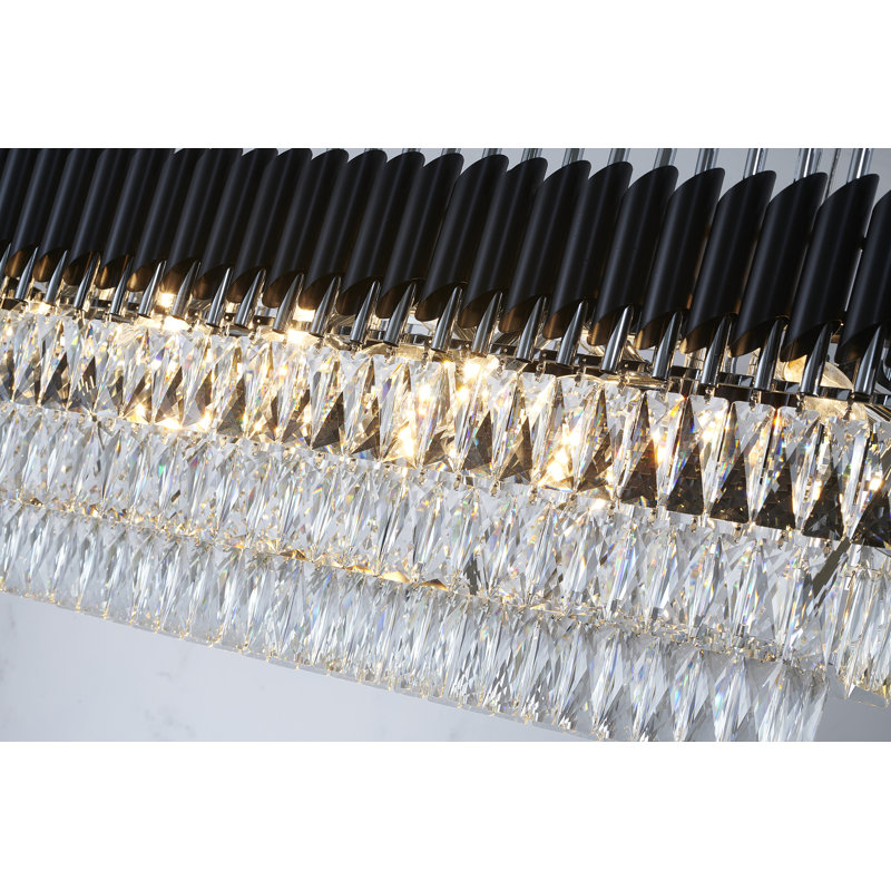 Lustre en cristal 14 lumières Mellissa , Noir / chrome