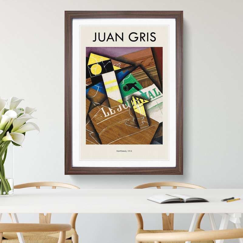 Fantomas by Juan Gris - Single Picture Frame Print, 48cm H x 36cm W x 2cm D, Walnut Framed