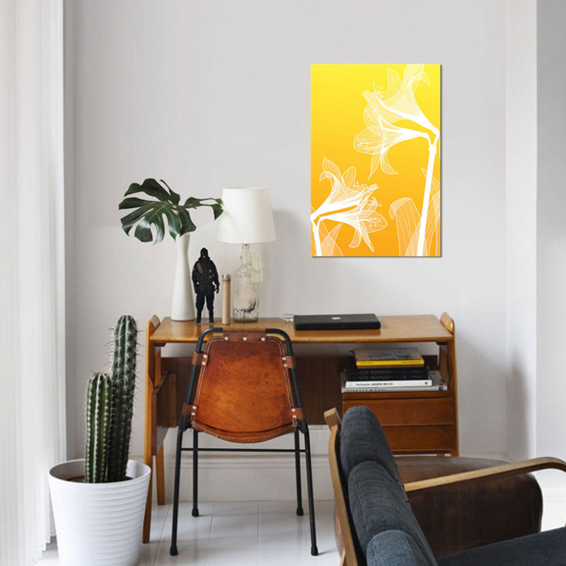 «Floral III», impression sur toile, H 26 po x l 18 po x P 1,5 po, Toile avec cadre noir