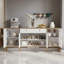 Buffet 60 "moderne cannelé avec accents dorés, armoire de rangement blanche pour le salon-1746980199