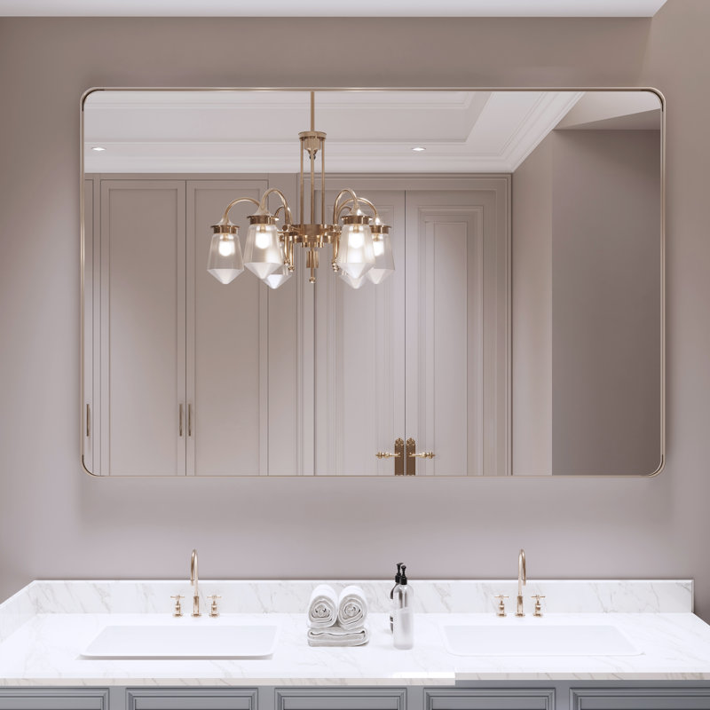 Miroir de salle de bain mural et d'angle Lesamuel, 32 po x 48 po, Nickel brossé