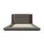 Floor Upholstered Platform Bed With Extended Wood Headboard   Bedside Shelf,No Box Spring Needed,Queen Size,Grey