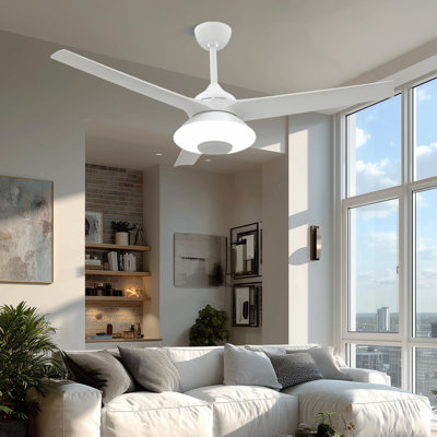 52" Ceiling Fan With 3-Colors Led Light And Dimmer, 6-Speed, Reversible Quiet DC Motor, Bluetooth Speaker And Remote Control