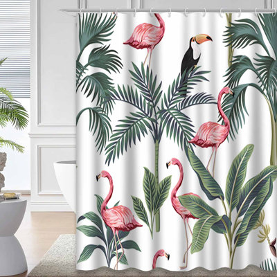 Rideau de douche tropical à motif de palmier tropical avec 12 crochets