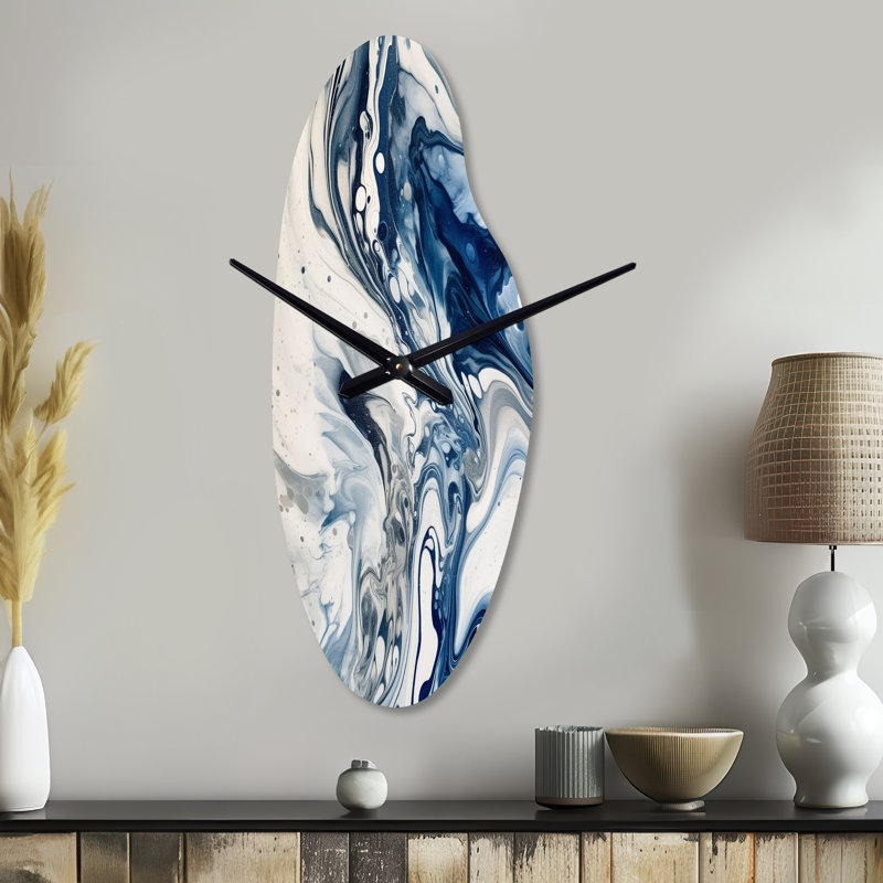 Horloge murale bleue incurvée Giantous, Médium