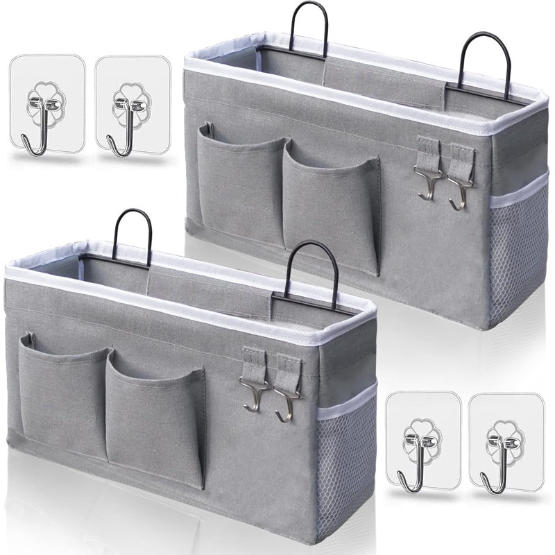 2 paniers suspendus pour l'organisation, panier de rangement mural en tissu, organisateur mural, Gris