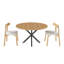 Table de salle à manger extensible ronde pour 2 à 6 personnes, table extensible de 43 à 58 pouces avec base en acier au carbone et 2 chaises en bois massif, mobilier de salle à manger moderne