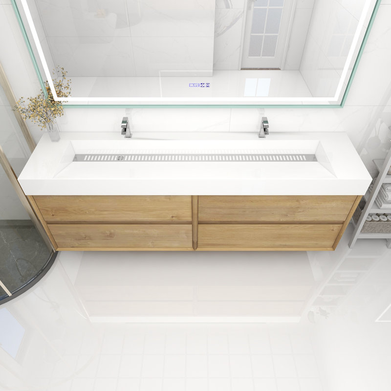 Meuble-lavabo double 84 po, Chêne