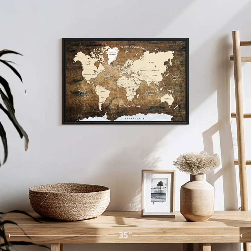 Carte rétro sur bois Aliaz, H 13 po x l 19 po