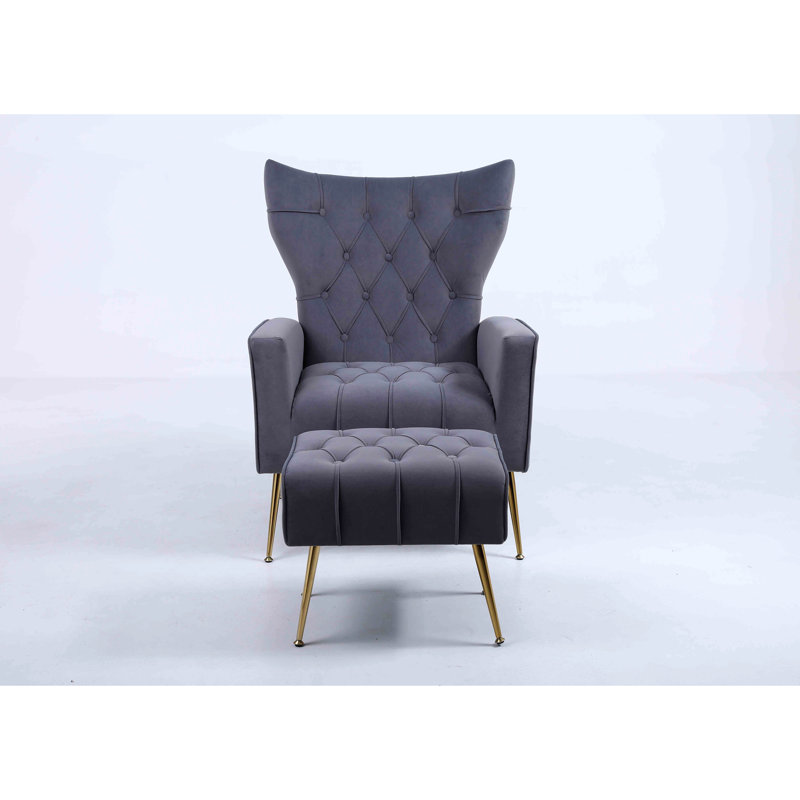 Fauteuil d'appoint avec repose-pieds Wickham Polperro, Gris foncé