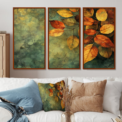 «Leaves Forest Tranquility III», ensemble de 3 feuilles d'art mural