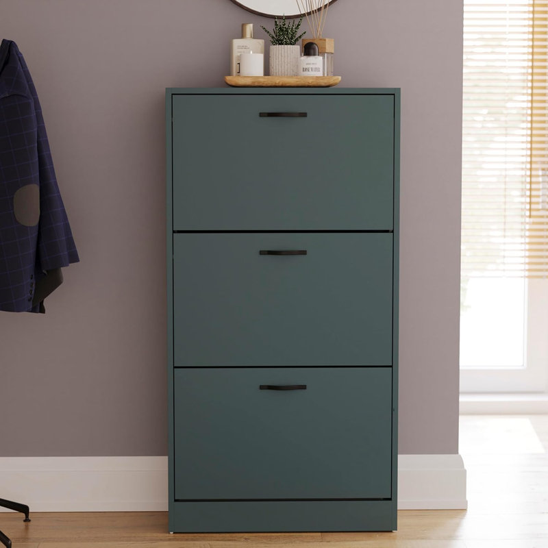 9 Pair Shoe Storage Cabinet, Walnut/White