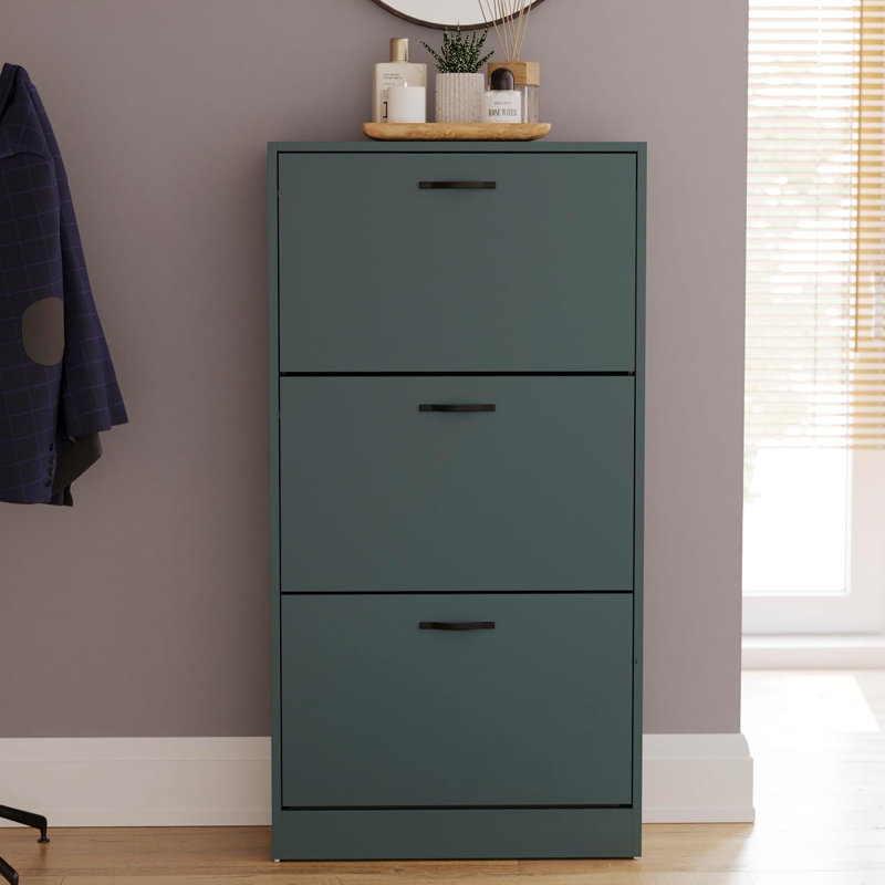 9 Pair Shoe Storage Cabinet, Green
