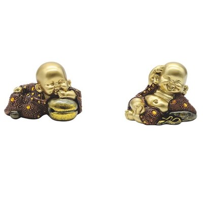 2 Piece Vlachavas Little Monk in Different Poses Statue Feng Shui Decoration Religious Figurine Set -  Bungalow Rose, 8520B65D3A864B219D0F0C20D9A0C8BF