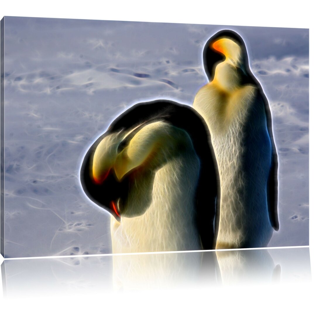 Leinwandbild Kaiserpinguine in Grau