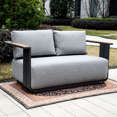 MIMO Modular Aluminium Sofa with Teak Armrests & Cushions