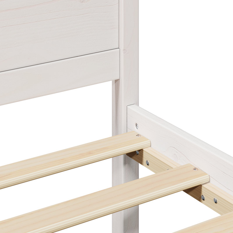 Bed Frame with Headboard Solid Pine Wood, 120 x 200cm, White