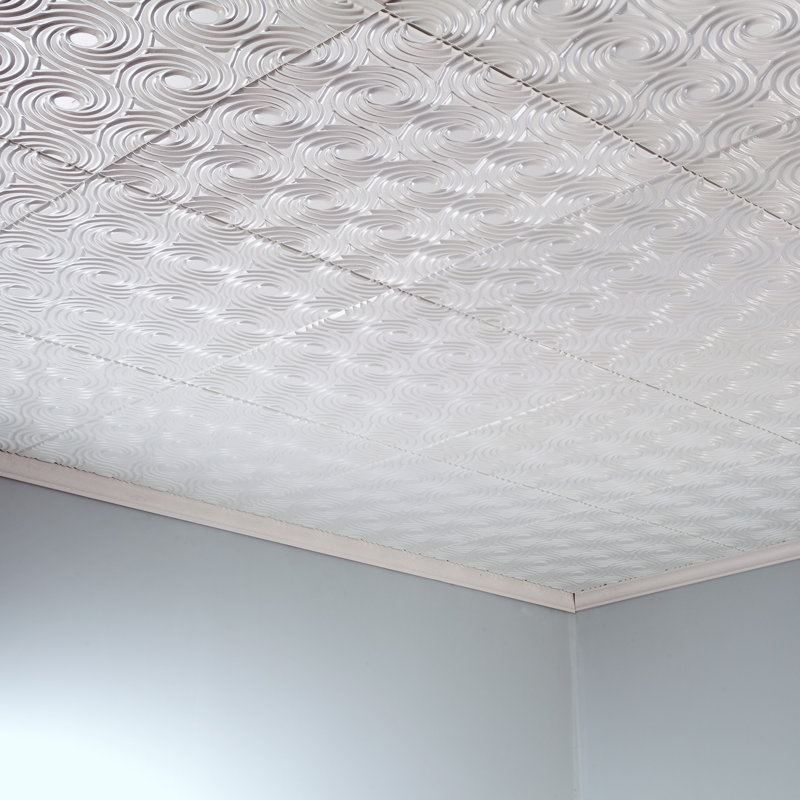 Panneau de plafond décoratif en vinyle 2 pi x 2 pi FASÄDE Cyclone, Blanc mat
